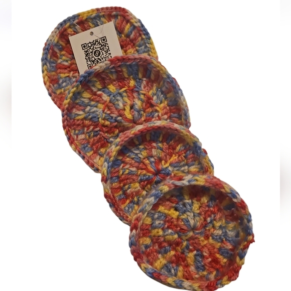 Hand Knit Crochet Easter Bundle Upcycled Eggs 4pc Set Coaster Pastel colors 10pc - Picture 1 of 17